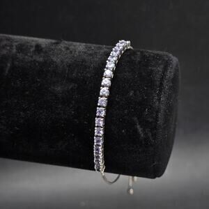 Sterling Silver Purple Tanzanite Bracelet Slide Chain FAS 925